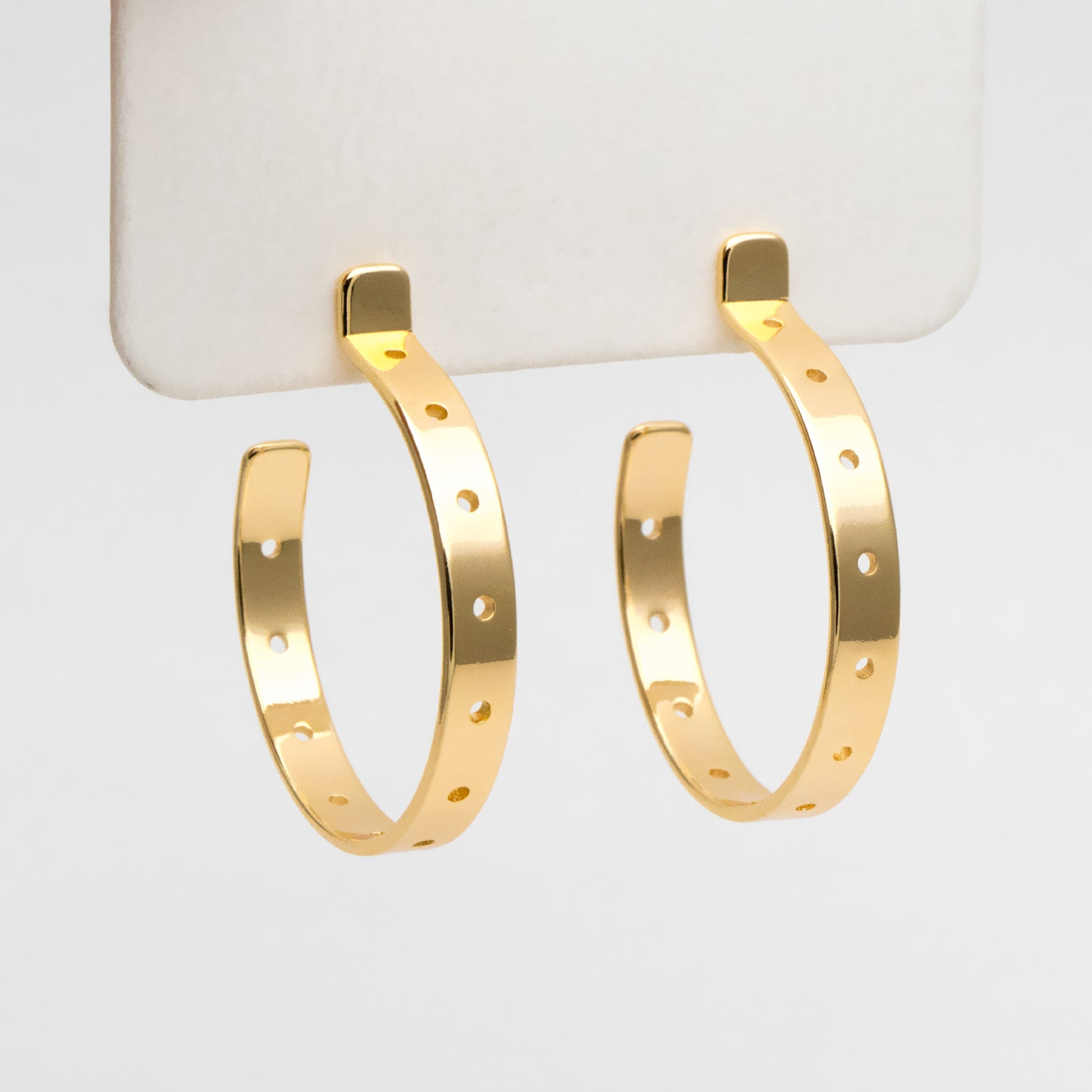 4pcs Gold Earring Posts 20/ 30mm, Gold plated Brass, Geometric Circle Stud Earring with Multi Holes (GB-3490)