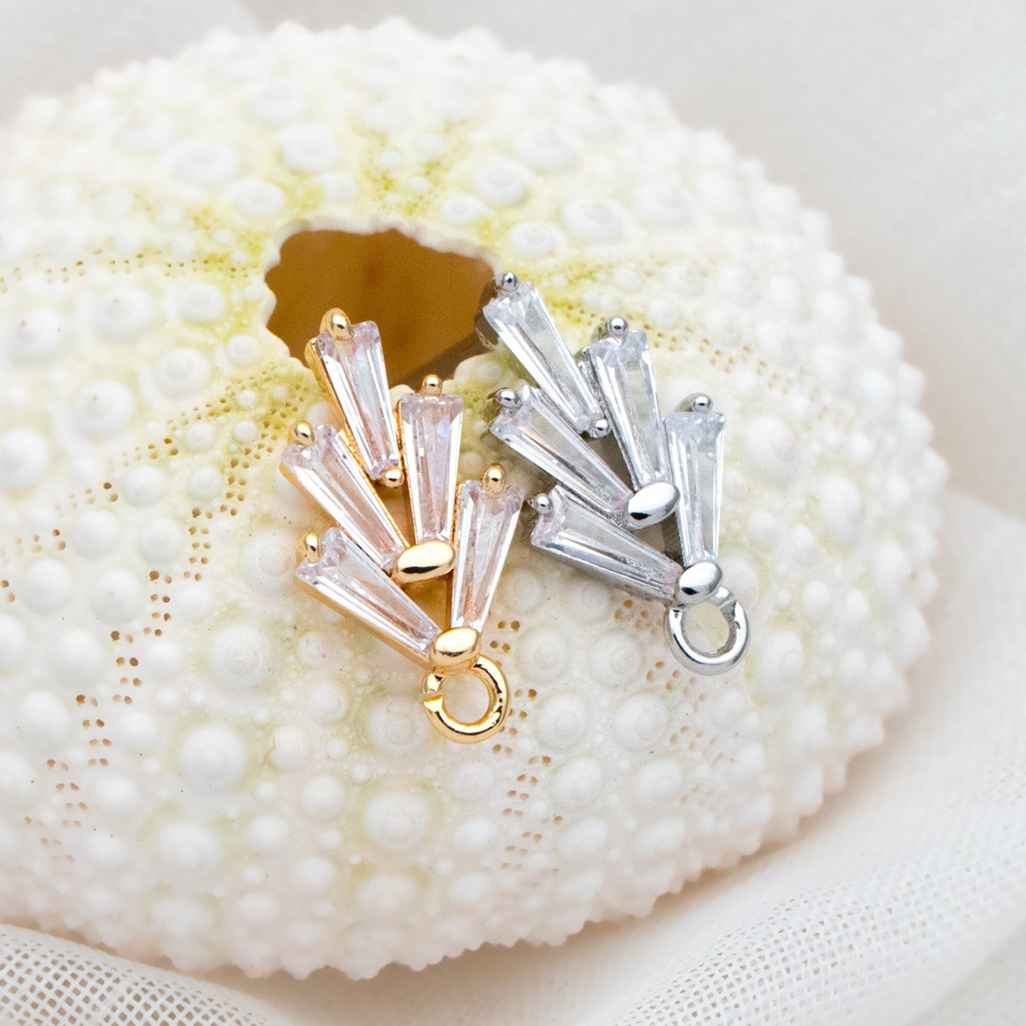 10pcs CZ pave Leaf Ear Posts 15x8mm, Gold/ Rhodium plated Brass, Dainty Stud Earrings, Sterling Silver Pin (#GB-314)