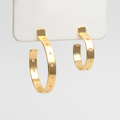 4pcs Gold Earring Posts 20/ 30mm, Gold plated Brass, Geometric Circle Stud Earring with Multi Holes (GB-3490)