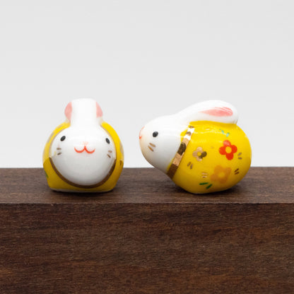 10pcs Kawaii Porcelain Bunny Beads, Ceramic Lovely Rabbit beads, Top Drilled Animal Beads -(TC-172)