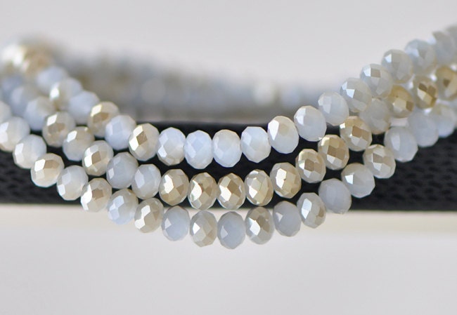 Faceted Rondelle Crystal Glass Beads Lavender Champagne 3x4mm- BZ04-97/ 145pcs