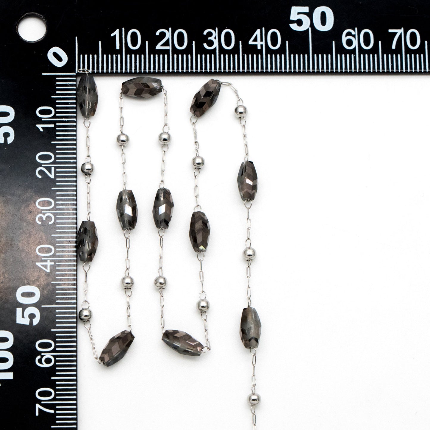 Stainless Steel Glass Beaded Chains, Clear AB Beads (#LK-588-1)/ 1 Meter=3.3 ft