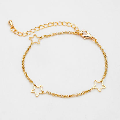 Gold Star Chain, Finished Bracelet/ Anklet/ Necklace, Adjustable with Extender Chain, Ready to Wear (#LK-421)