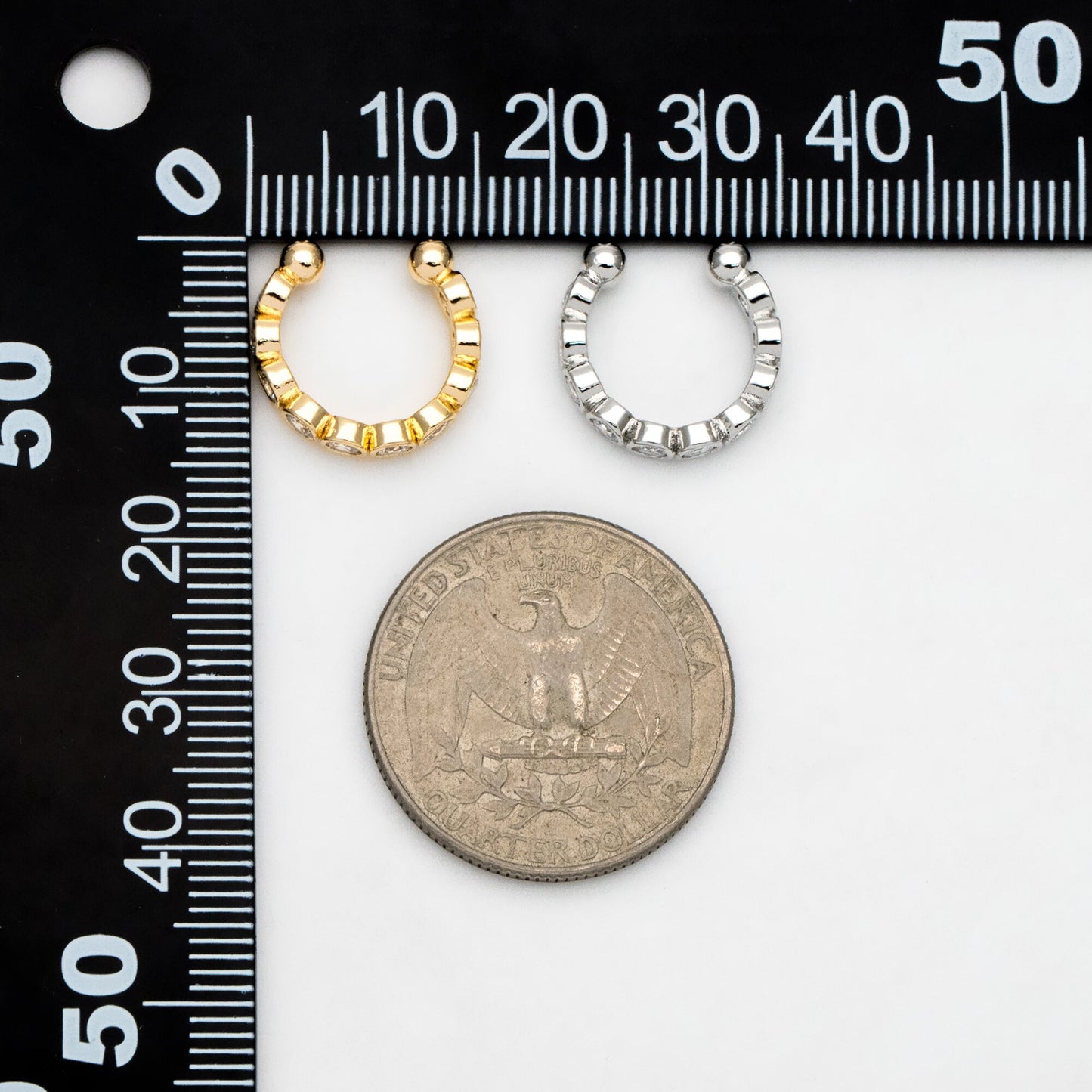 10pcs Cubic Zirconia Adjustable Gold Ear Cuffs, Gold/ Rhodium plated Brass Earwire Earring Clips (GB-1335)