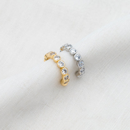 10pcs Cubic Zirconia Adjustable Gold Ear Cuffs, Gold/ Rhodium plated Brass Earwire Earring Clips (GB-1335)