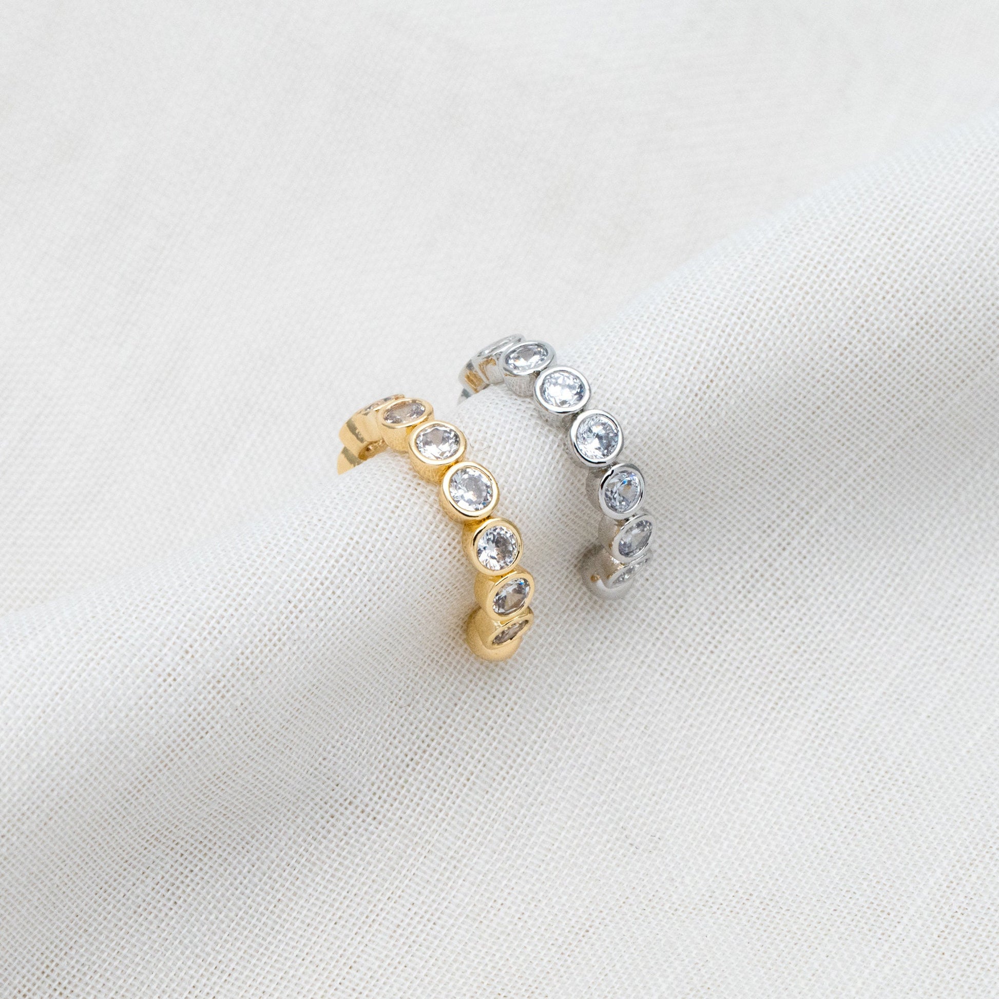 10pcs Cubic Zirconia Adjustable Gold Ear Cuffs, Gold/ Rhodium plated Brass Earwire Earring Clips (GB-1335)