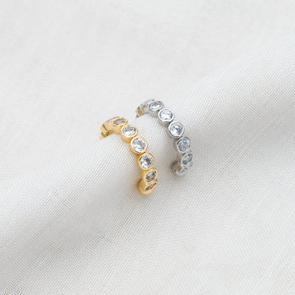 10pcs Cubic Zirconia Adjustable Gold Ear Cuffs, Gold/ Rhodium plated Brass Earwire Earring Clips (GB-1335)