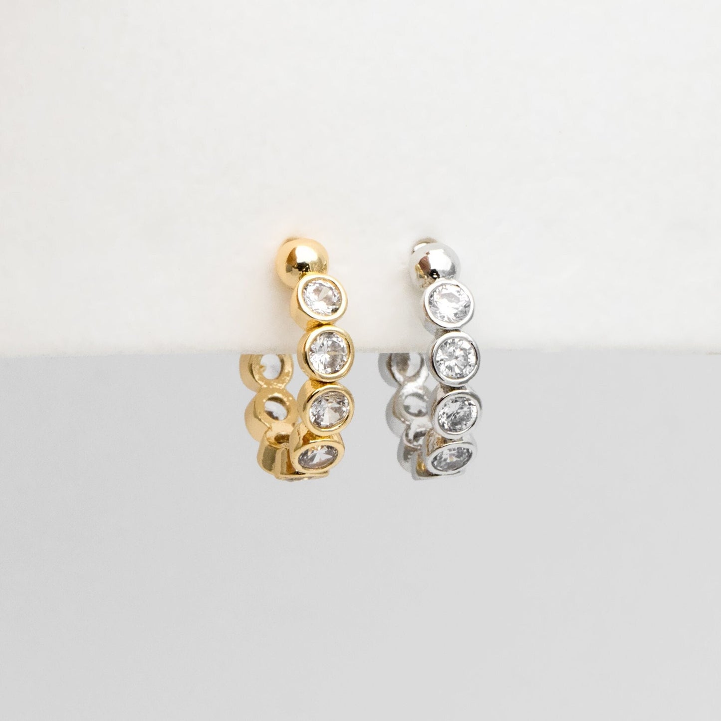 10pcs Cubic Zirconia Adjustable Gold Ear Cuffs, Gold/ Rhodium plated Brass Earwire Earring Clips (GB-1335)