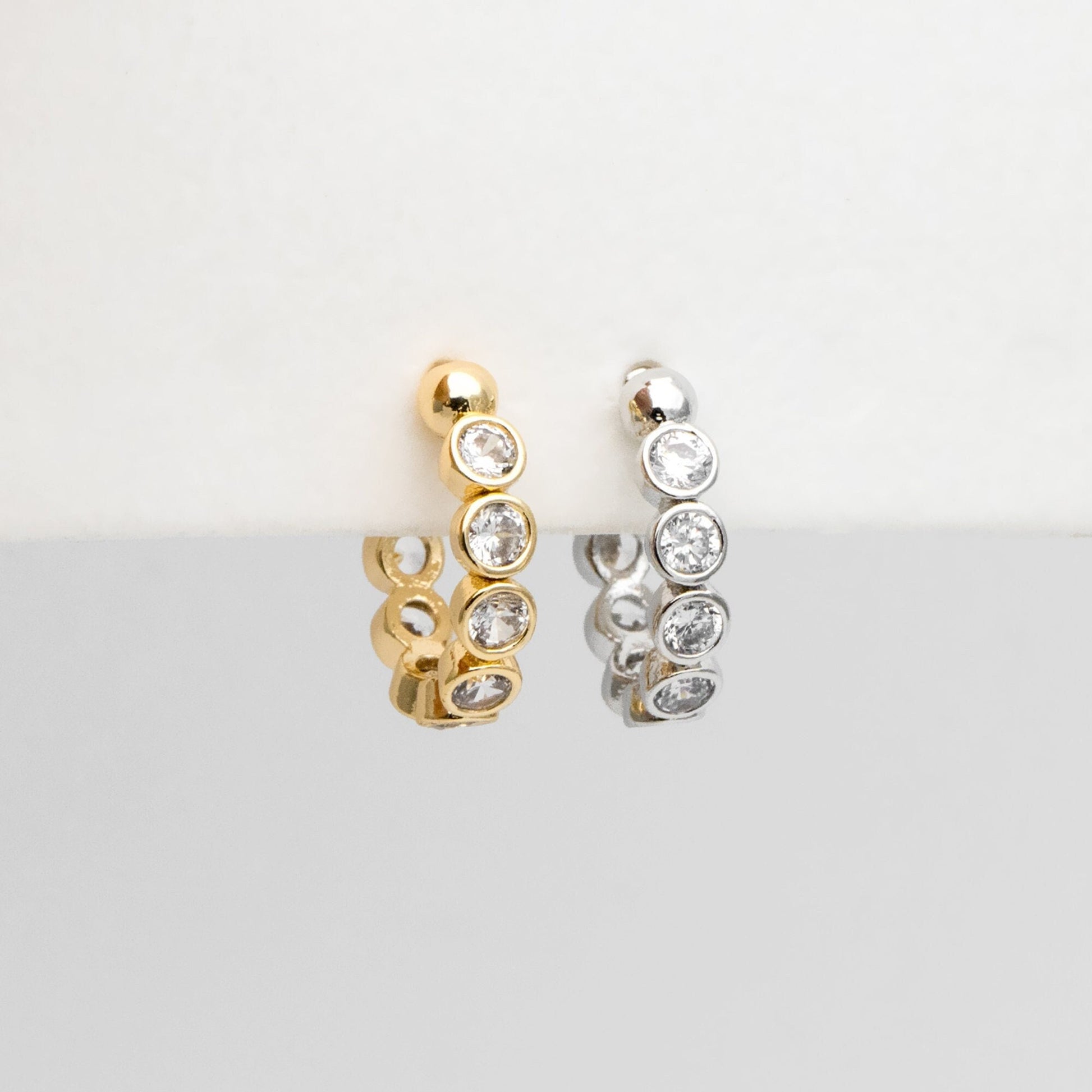 10pcs Cubic Zirconia Adjustable Gold Ear Cuffs, Gold/ Rhodium plated Brass Earwire Earring Clips (GB-1335)