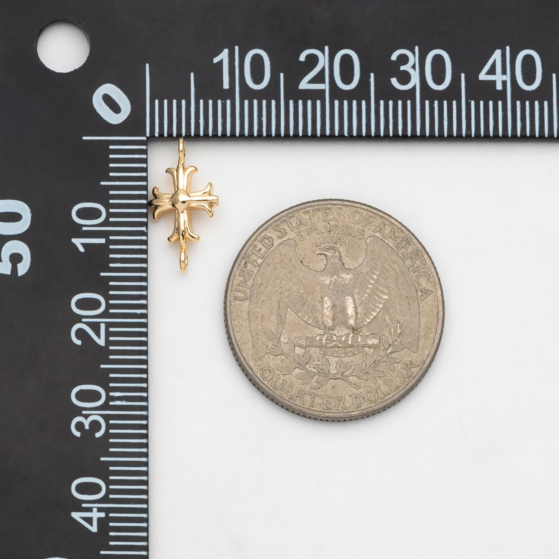 10pcs Gold Cross Charm Connector 15mm, 18K Gold plated Brass Cross Pendant (GB-3505)