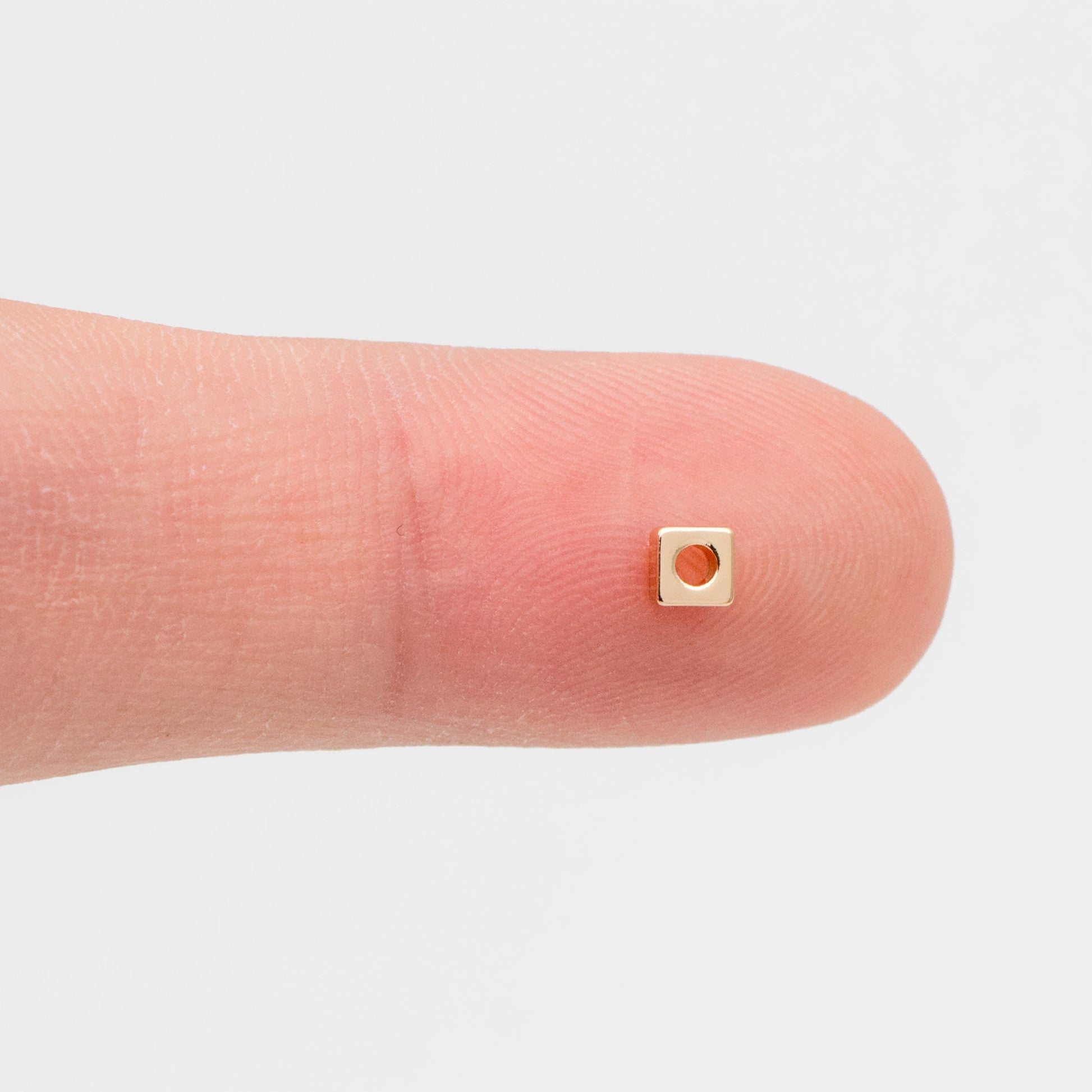 20pcs Gold Cube Spacer Beads 3mm, Real Gold plated Brass Square Beads, Lead Nickel Free (GB-3504)