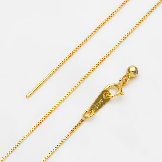 Adjustable Sterling Silver Bracelet, Gold/ Rhodium plated 0.7mm Dainty Box Chain, 7.2" Inch (CY-010)