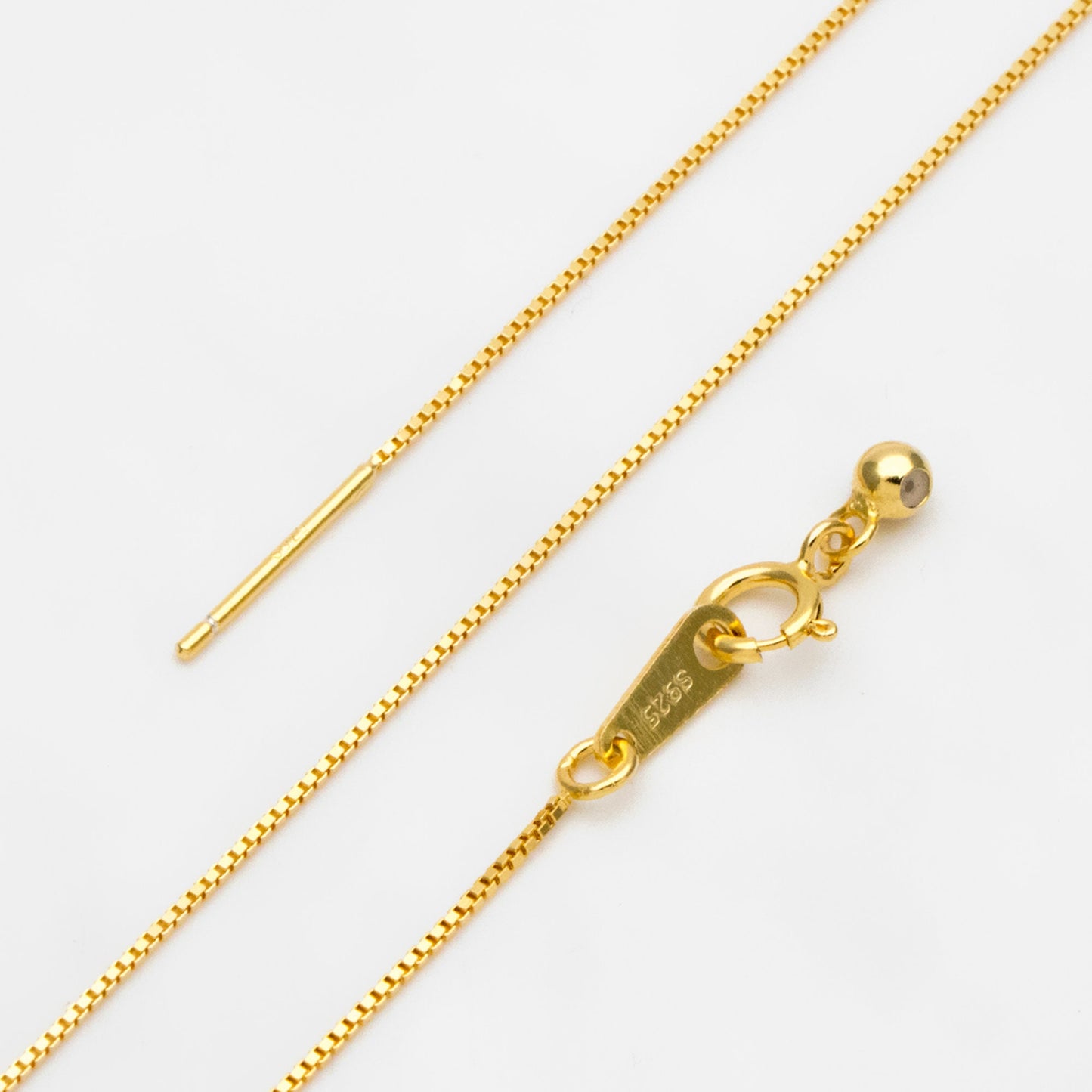 Adjustable Sterling Silver Bracelet, Gold/ Rhodium plated 0.7mm Dainty Box Chain, 7.2" Inch (CY-010)