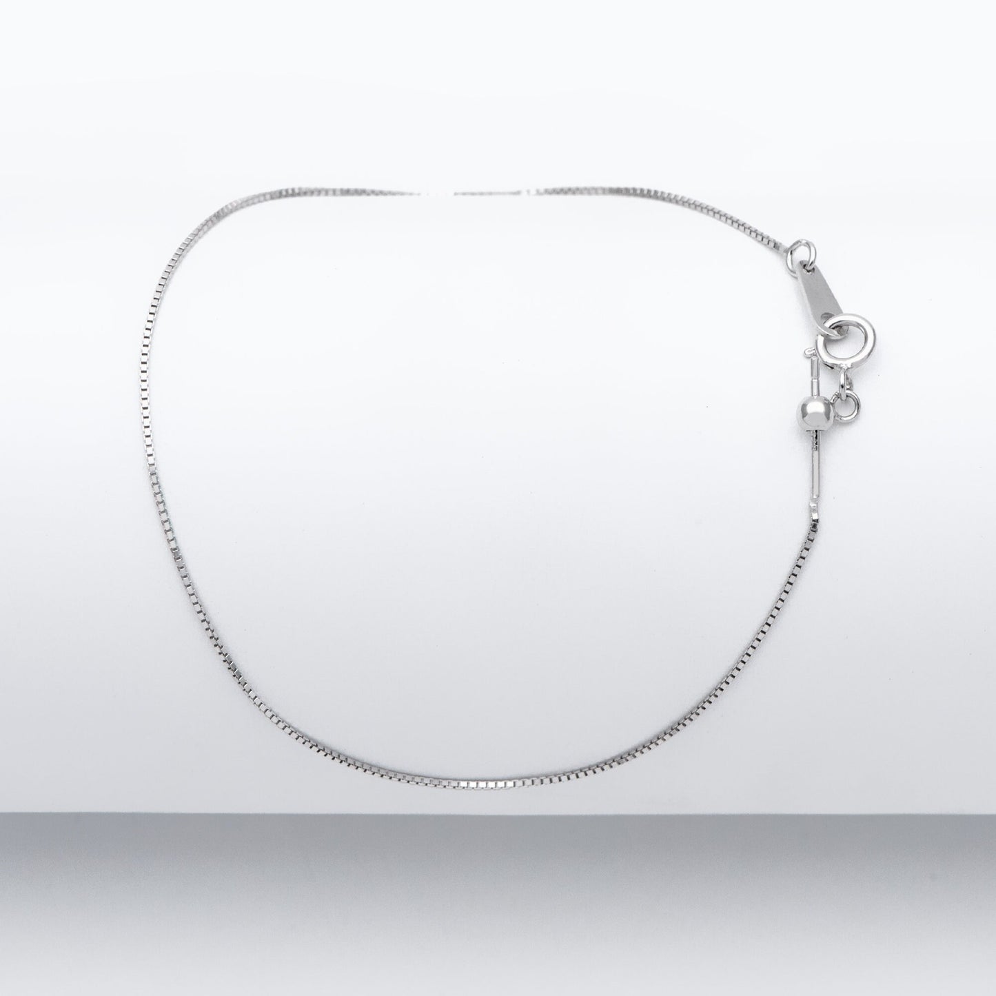 Adjustable Sterling Silver Bracelet, Gold/ Rhodium plated 0.7mm Dainty Box Chain, 7.2" Inch (CY-010)