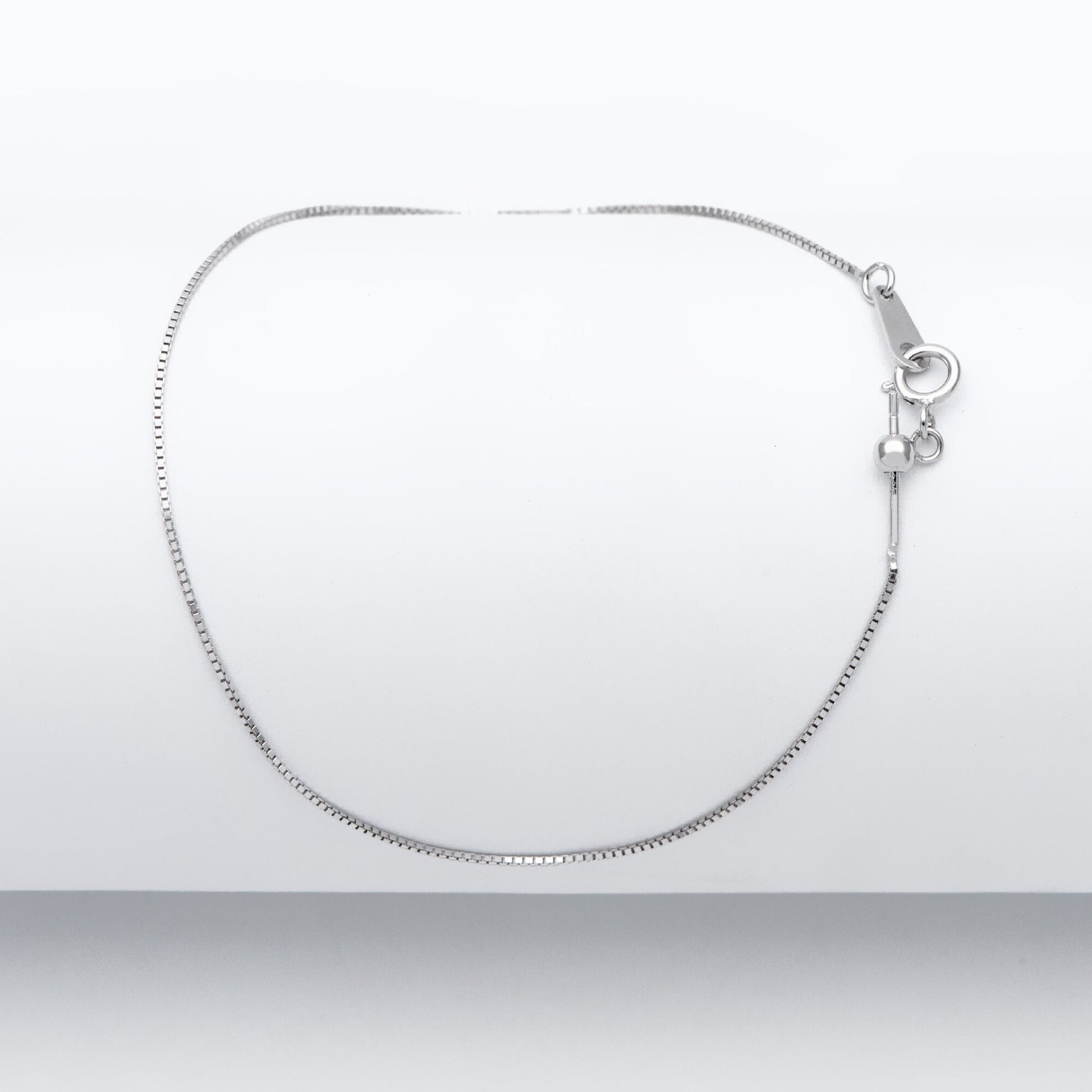 Adjustable Sterling Silver Bracelet, Gold/ Rhodium plated 0.7mm Dainty Box Chain, 7.2" Inch (CY-010)