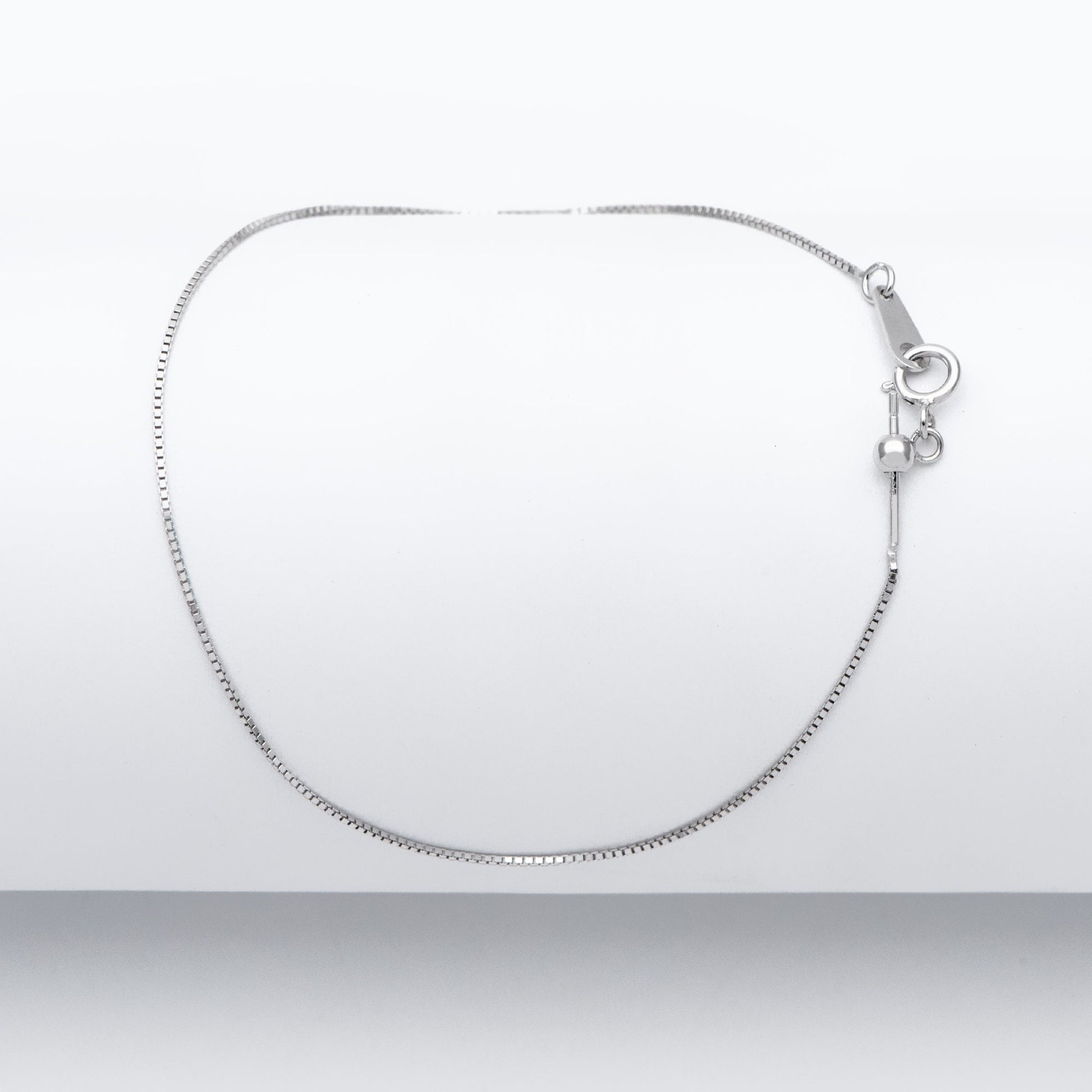 Adjustable Sterling Silver Bracelet, Gold/ Rhodium plated 0.7mm Dainty Box Chain, 7.2" Inch (CY-010)