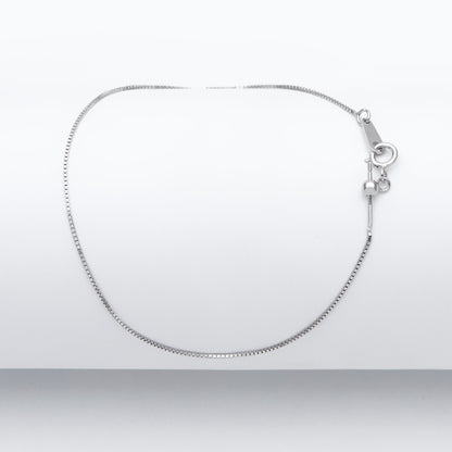 Adjustable Sterling Silver Bracelet, Gold/ Rhodium plated 0.7mm Dainty Box Chain, 7.2" Inch (CY-010)