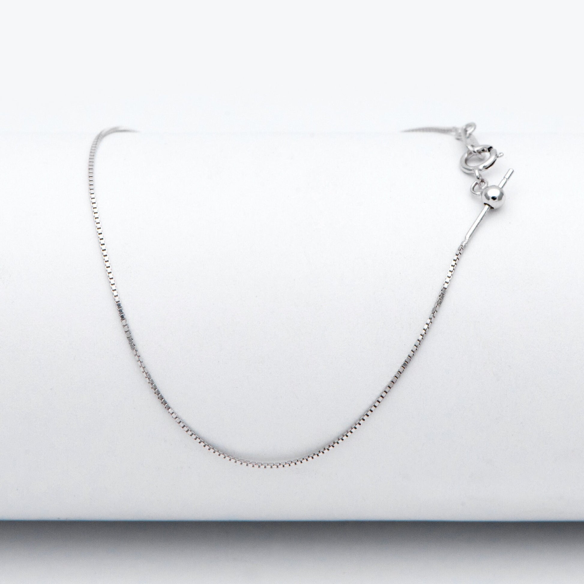 Adjustable Sterling Silver Bracelet, Gold/ Rhodium plated 0.7mm Dainty Box Chain, 7.2" Inch (CY-010)