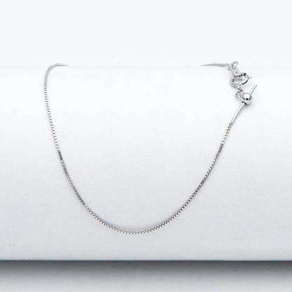 Adjustable Sterling Silver Bracelet, Gold/ Rhodium plated 0.7mm Dainty Box Chain, 7.2" Inch (CY-010)