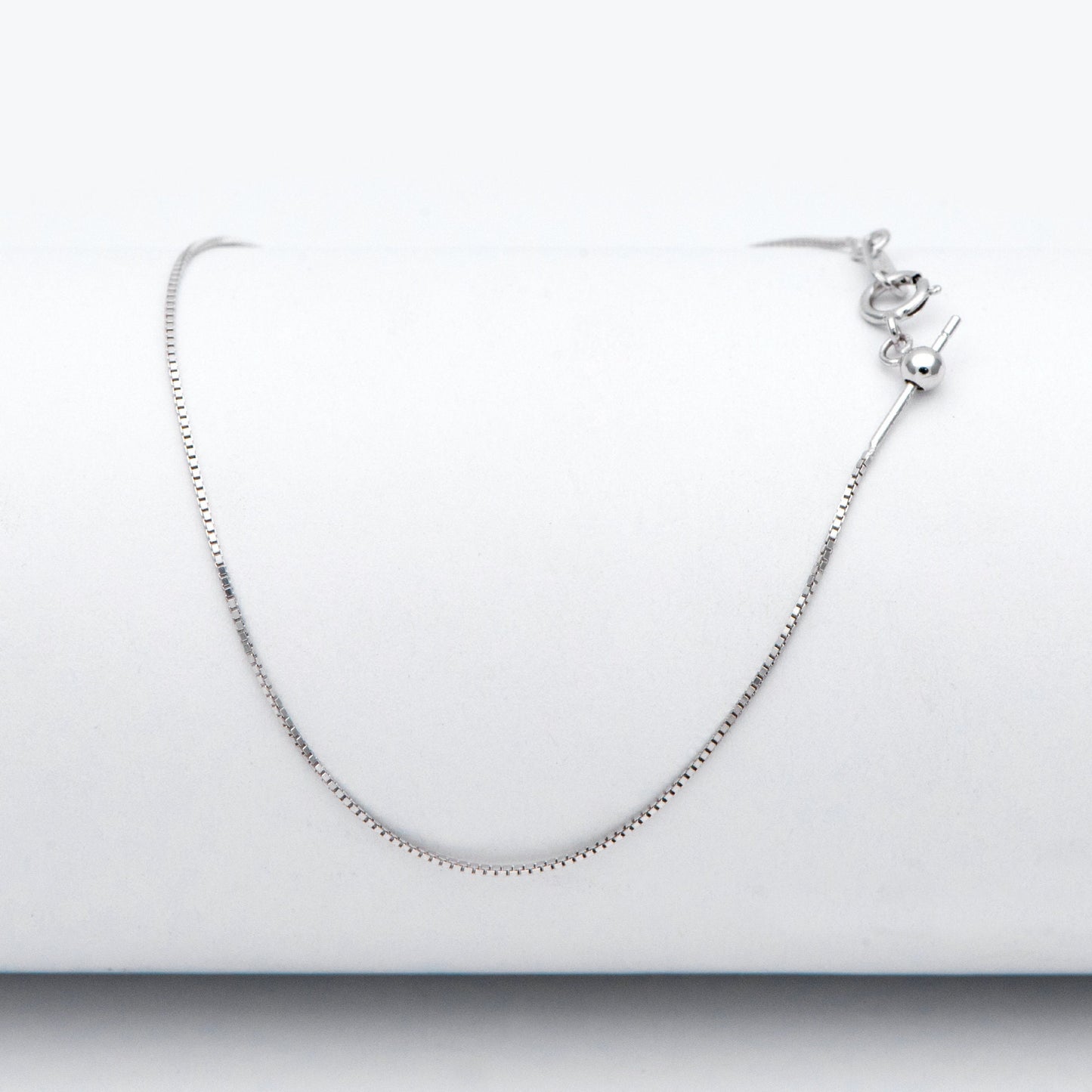 Adjustable Sterling Silver Bracelet, Gold/ Rhodium plated 0.7mm Dainty Box Chain, 7.2" Inch (CY-010)