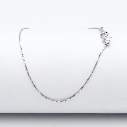 Adjustable Sterling Silver Bracelet, Gold/ Rhodium plated 0.7mm Dainty Box Chain, 7.2" Inch (CY-010)