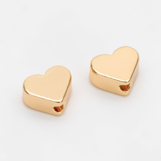 10pcs Gold/ Rhodium plated Brass Heart Beads 5.8mm (GB-910)