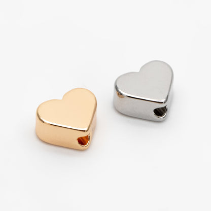 10pcs Gold/ Rhodium plated Brass Heart Beads 5.8mm (GB-910)