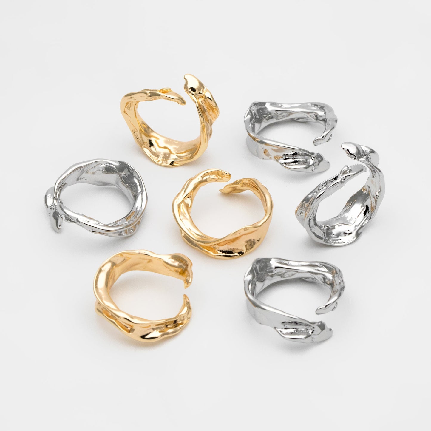 4pcs Gold/ Silver Irregular Finger Ring, Everyday Ring, Modern Style Ring, Fashion Rings (#JZ-031-C)