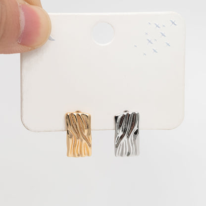 4pcs Rough Rectangle Leverback Ear Hook With Loop, 13x18mm, Real Gold/ Rhodium plated Brass Earring Hooks (GB-3002-E)