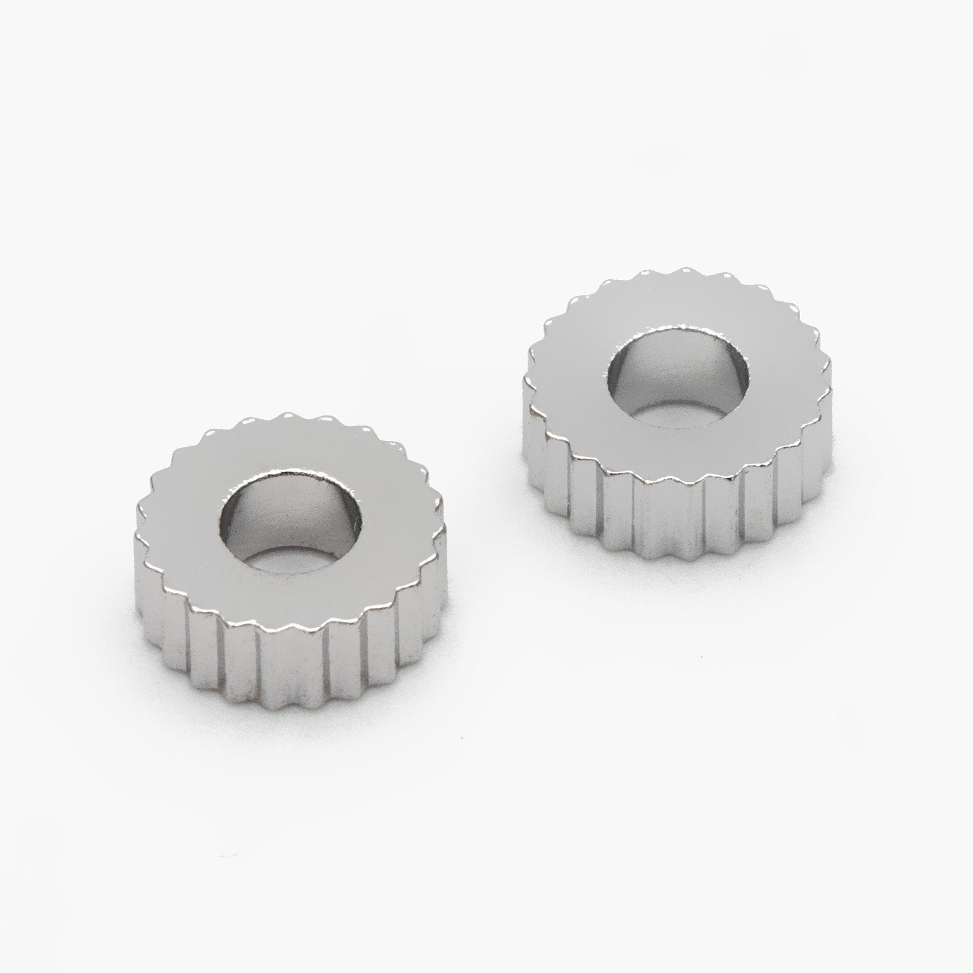 20pcs Gold/ Silver Gear Round Spacer Beads 7mm, Jewelry Making Supplies Wholesale (GB-2877)