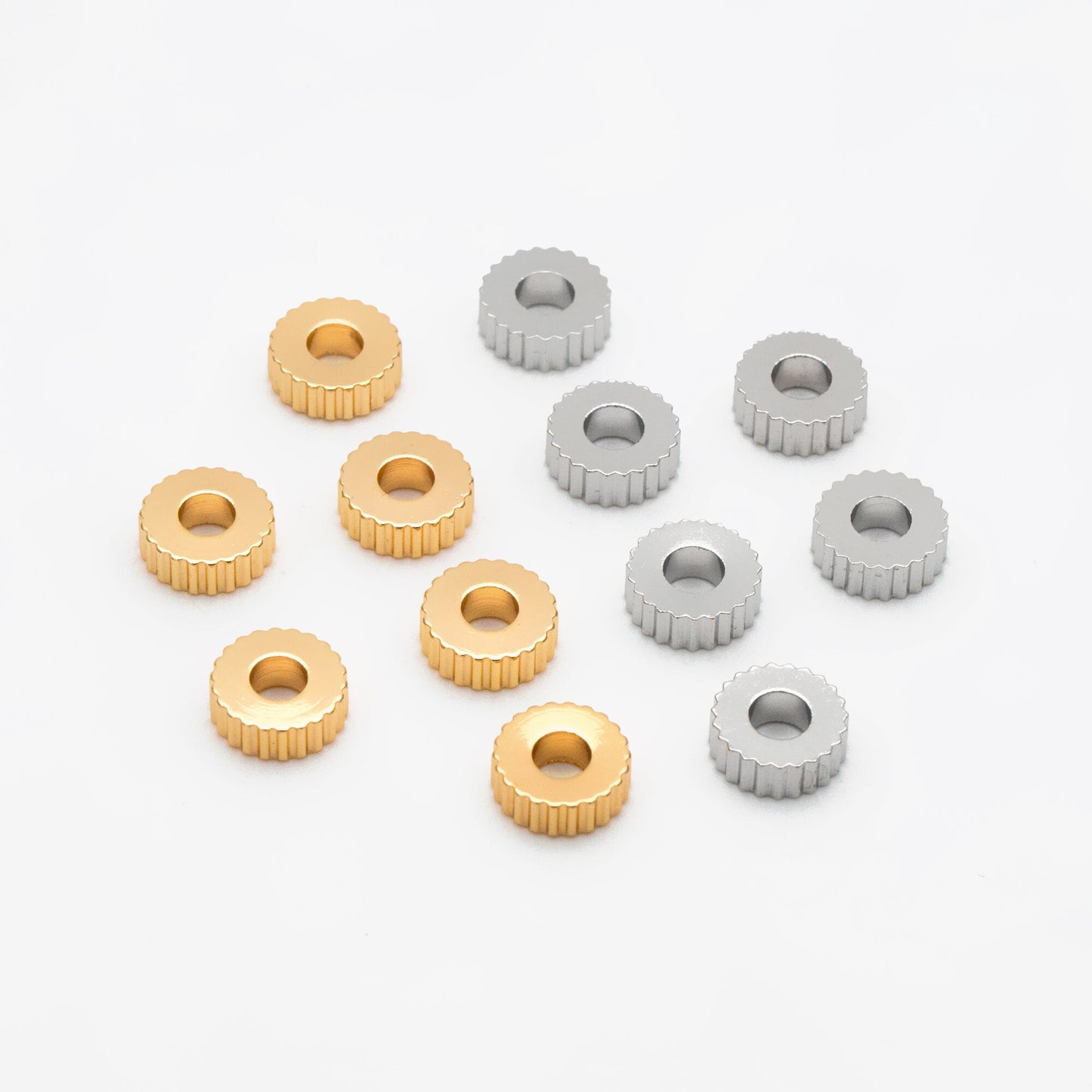 20pcs Gold/ Silver Gear Round Spacer Beads 7mm, Jewelry Making Supplies Wholesale (GB-2877)