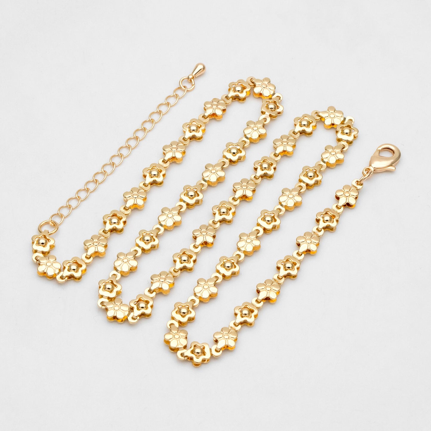 Gold plated Brass Chevron Leaf Chain 6.3mm, Finished Bracelet/ Anklet/ Necklace with Extender Chain, Ready to Wear (#LK-416)