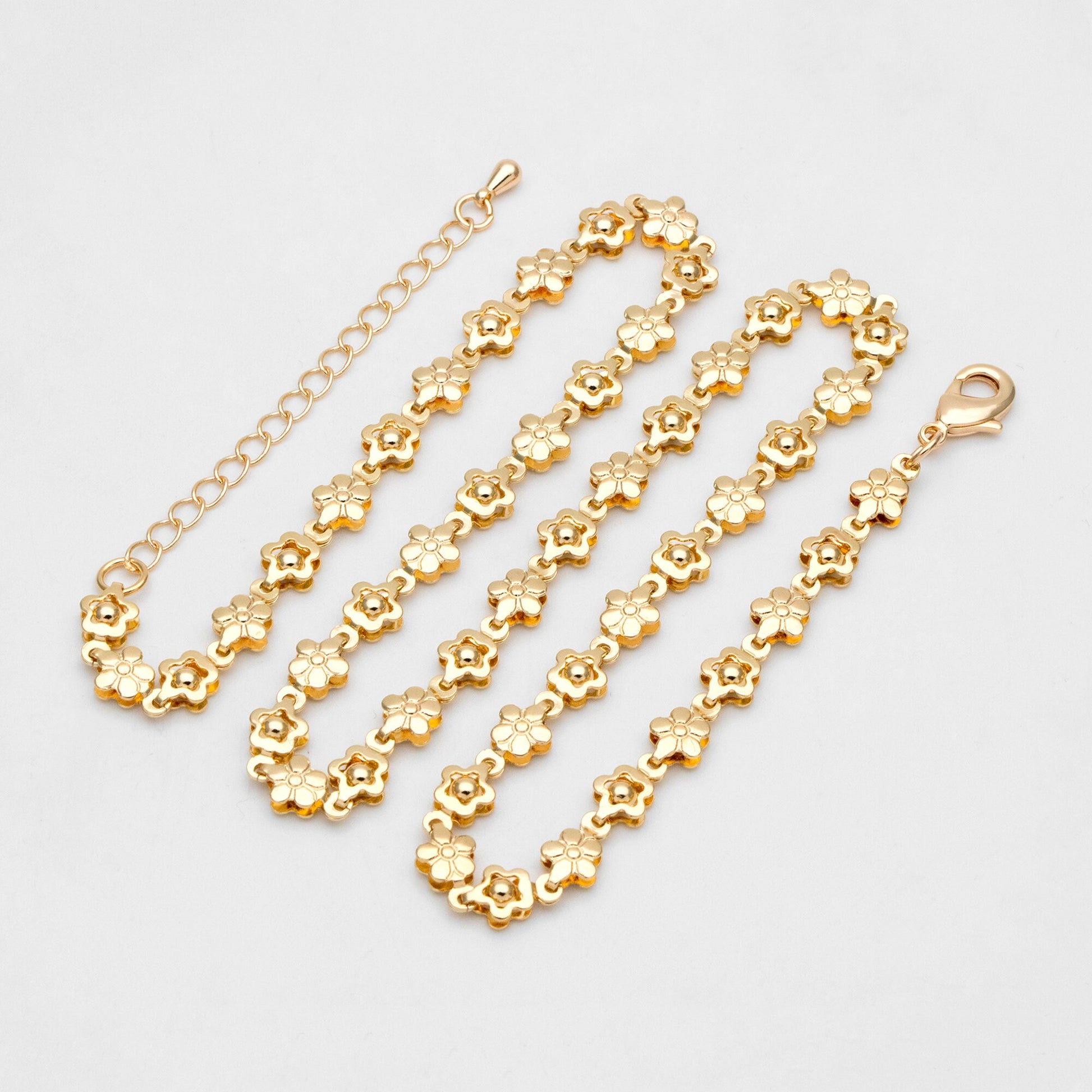 Gold plated Brass Chevron Leaf Chain 6.3mm, Finished Bracelet/ Anklet/ Necklace with Extender Chain, Ready to Wear (#LK-416)