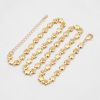 Gold plated Brass Chevron Leaf Chain 6.3mm, Finished Bracelet/ Anklet/ Necklace with Extender Chain, Ready to Wear (#LK-416)