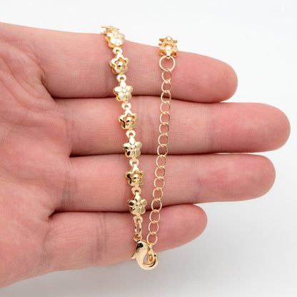 Gold plated Brass Chevron Leaf Chain 6.3mm, Finished Bracelet/ Anklet/ Necklace with Extender Chain, Ready to Wear (#LK-416)
