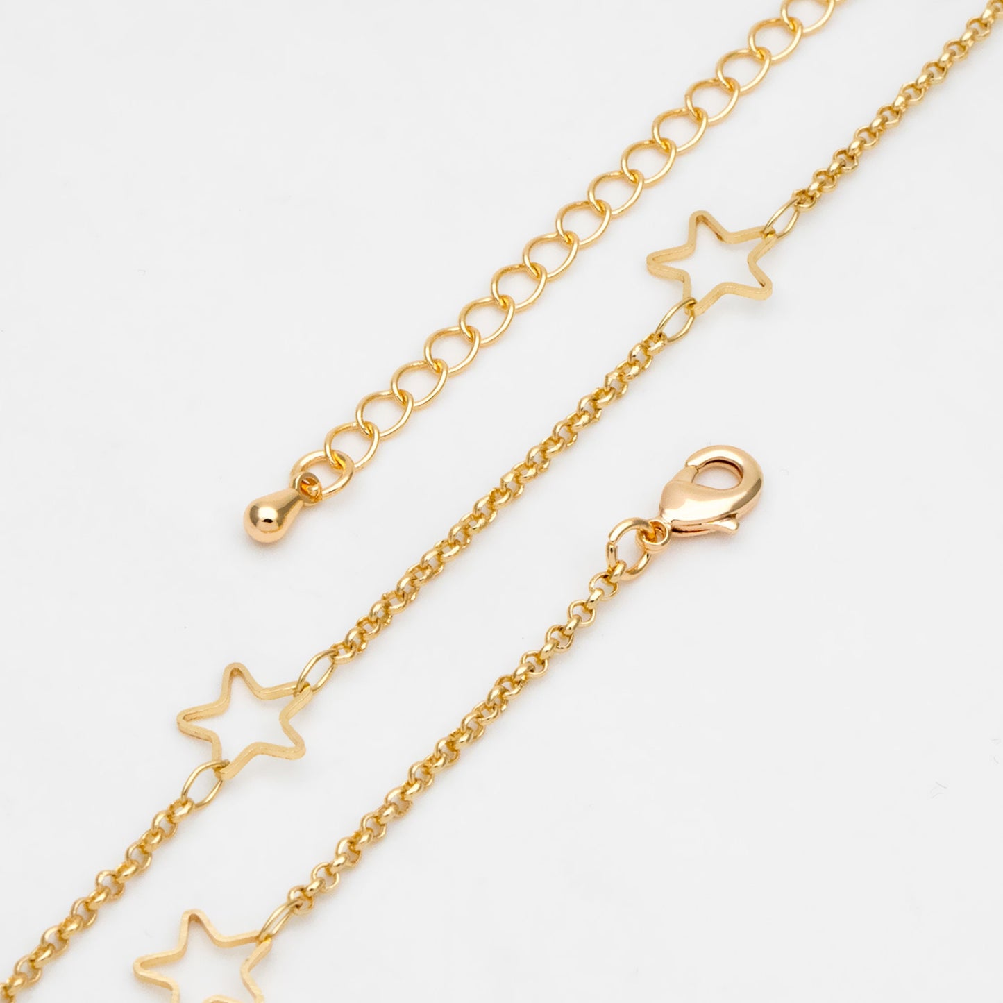 Gold Star Chain, Finished Bracelet/ Anklet/ Necklace, Adjustable with Extender Chain, Ready to Wear (#LK-421)