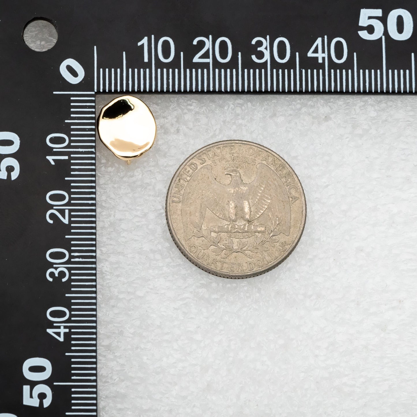 10pcs Gold/ Silver waved Round Disc textured Ear Posts 12x10mm, 18K Gold/ Rhodium plated Brass, Geometric Stud Earring Components (GB-1161)