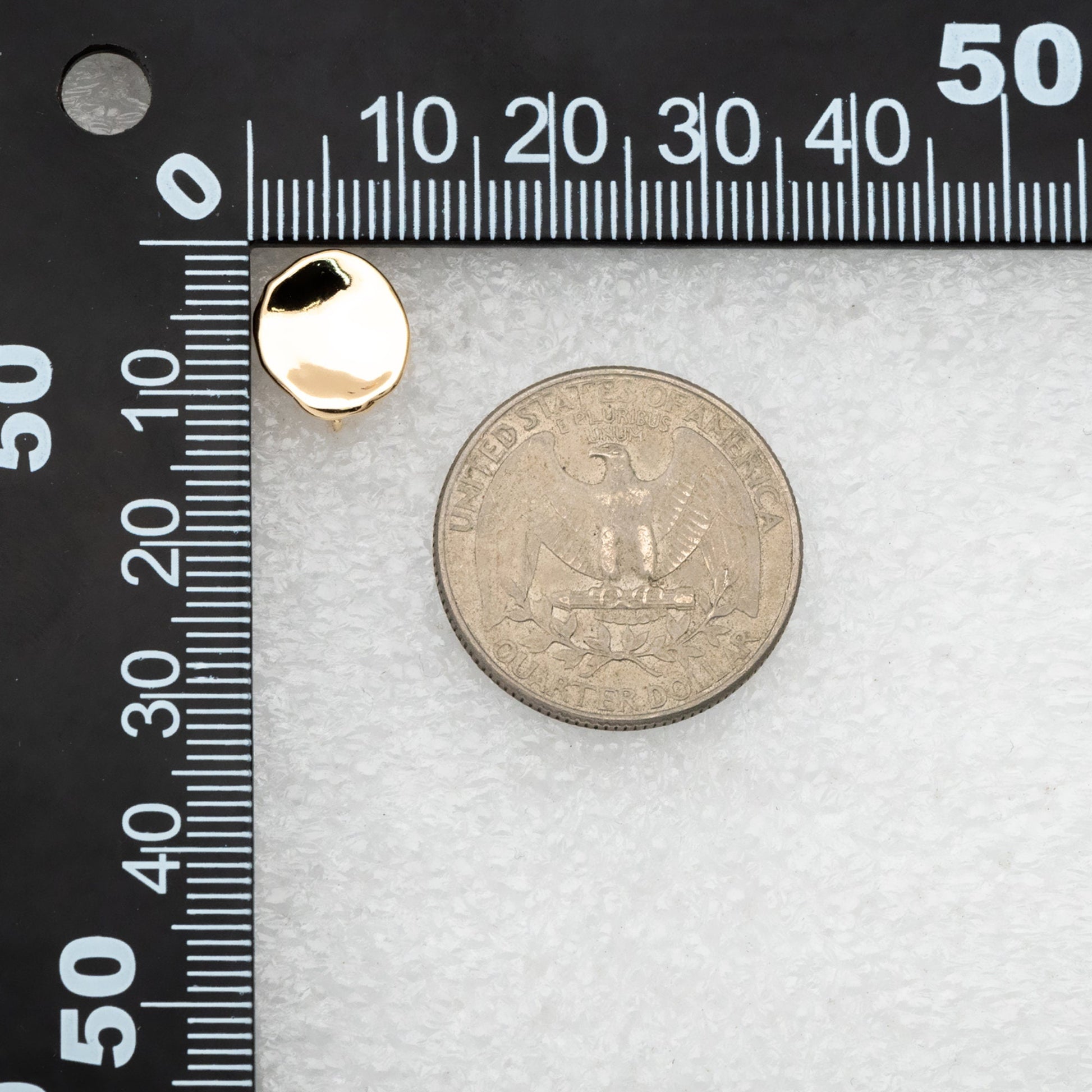 10pcs Gold/ Silver waved Round Disc textured Ear Posts 12x10mm, 18K Gold/ Rhodium plated Brass, Geometric Stud Earring Components (GB-1161)