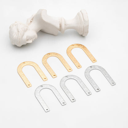 10pcs Brushed U Shaped Connectors With 3 Holes, Gold/ Rhodium plated Brass, Jewelry Making, Diy Material, Jewelry Supplies (GB-3817-Q)