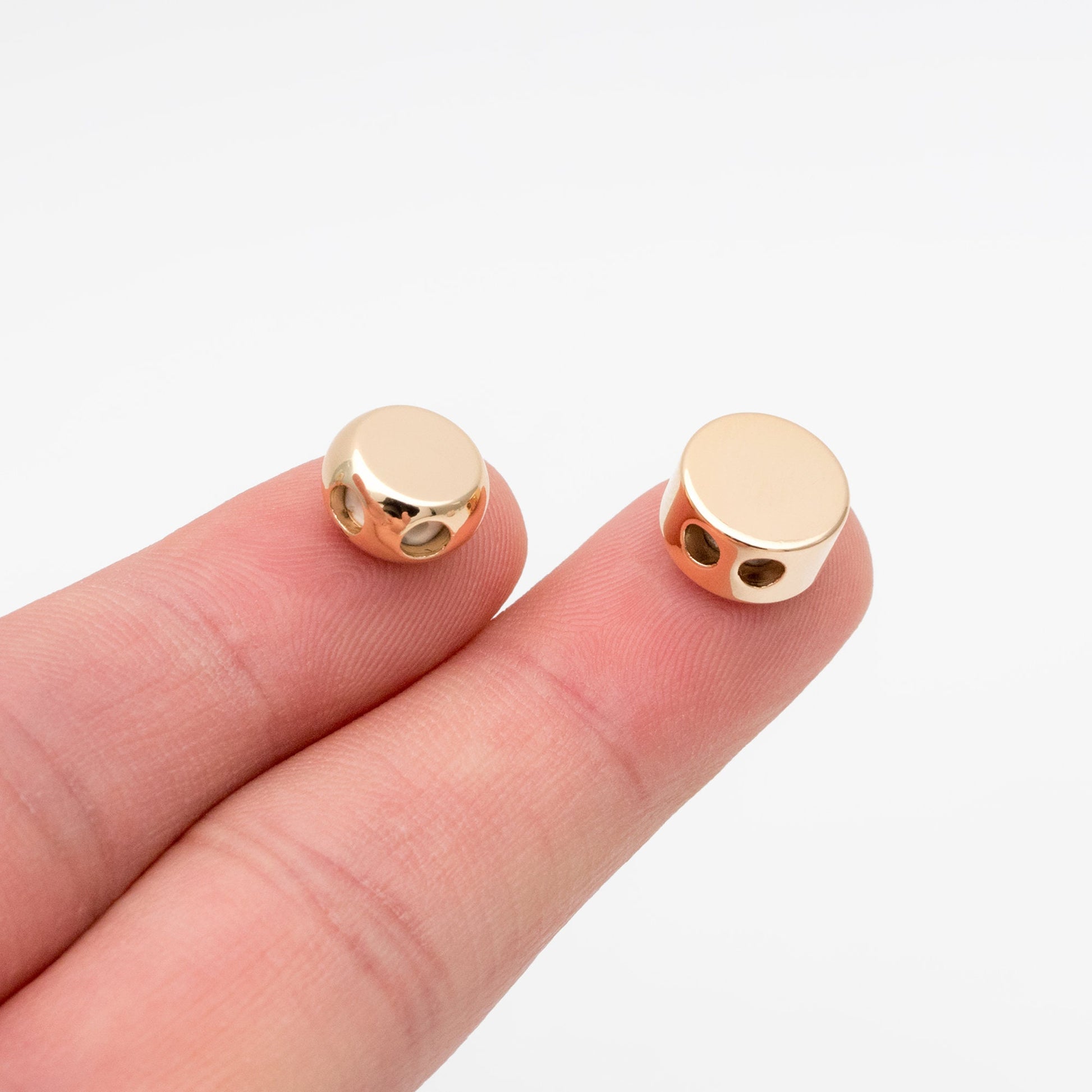 10pcs Gold Round Coin Spacer Beads 9.5/ 10mm, Real Gold plated Brass Rondelle Beads, Lead Nickel Free (GB-3519)