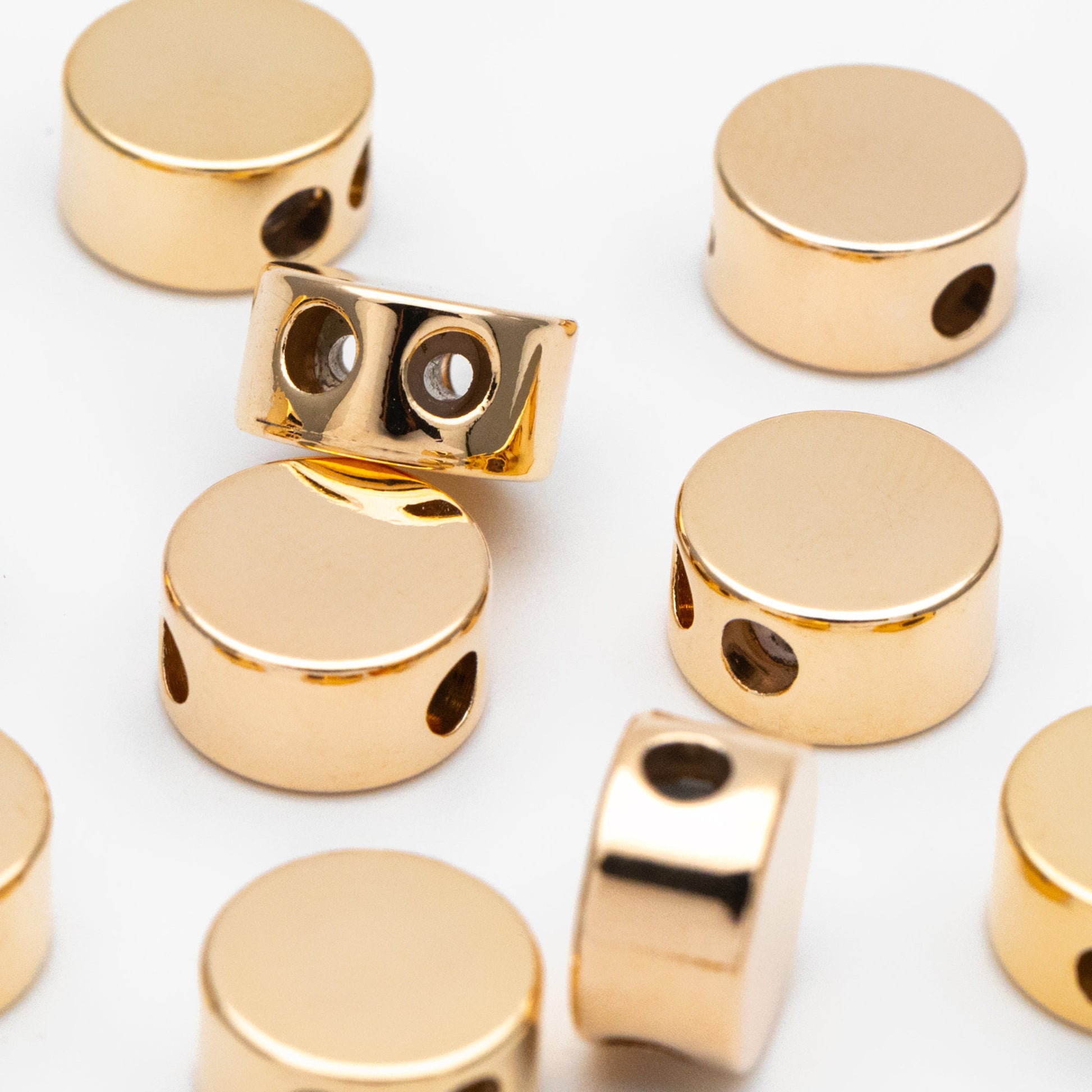 10pcs Gold Round Coin Spacer Beads 9.5/ 10mm, Real Gold plated Brass Rondelle Beads, Lead Nickel Free (GB-3519)