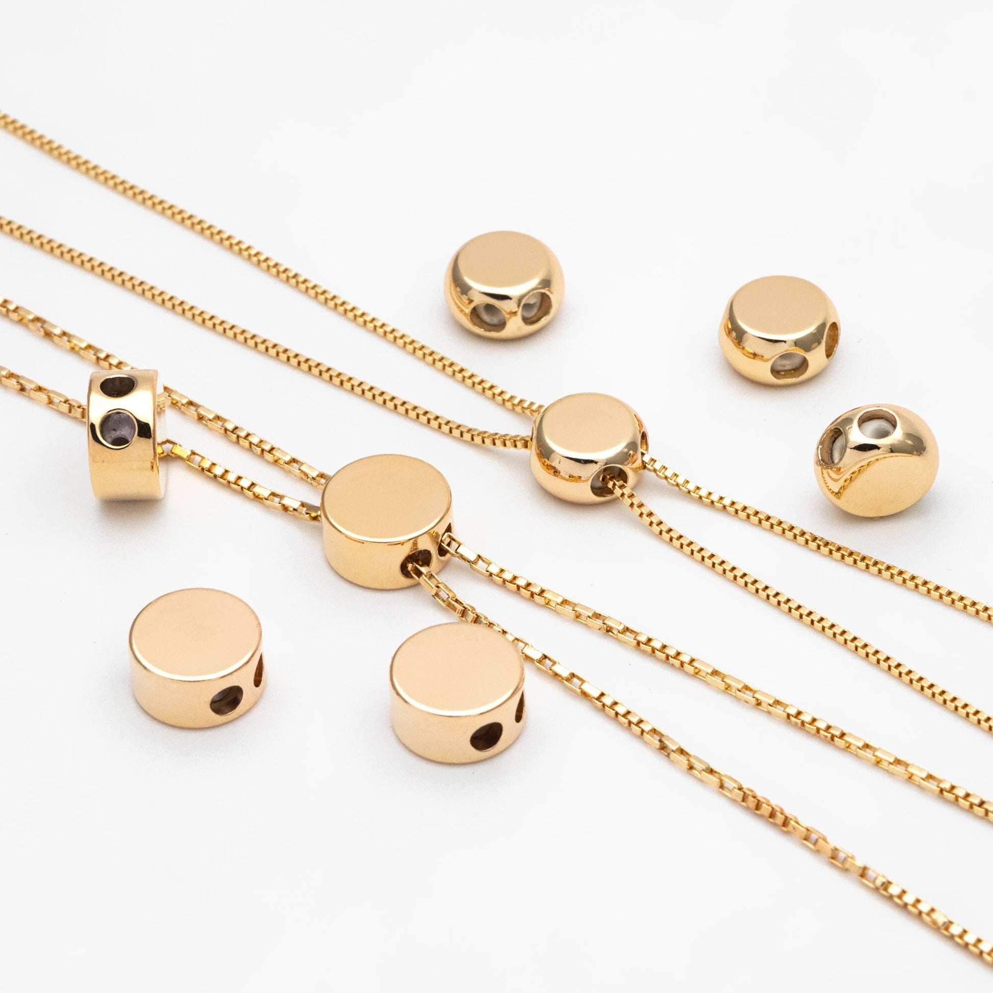 10pcs Gold Round Coin Spacer Beads 9.5/ 10mm, Real Gold plated Brass Rondelle Beads, Lead Nickel Free (GB-3519)