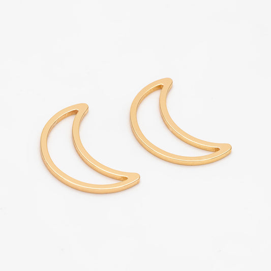 10pcs Gold Hollow Moon Charms 17x11mm, Gold plated Brass, Lead Nickel Free, Color Not Easily Tarnish (GB-3518)