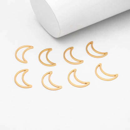 10pcs Gold Hollow Moon Charms 17x11mm, Gold plated Brass, Lead Nickel Free, Color Not Easily Tarnish (GB-3518)