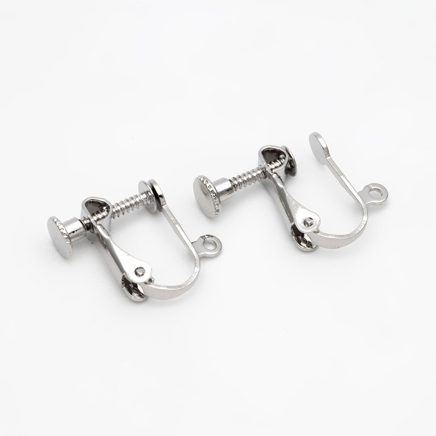 10pcs Gold/ Silver Clip-on Ear Wire, Adjustable with Hinged Screwback, Gold/ Rhodium plated Brass Earwire Earring Clips (GB-251)