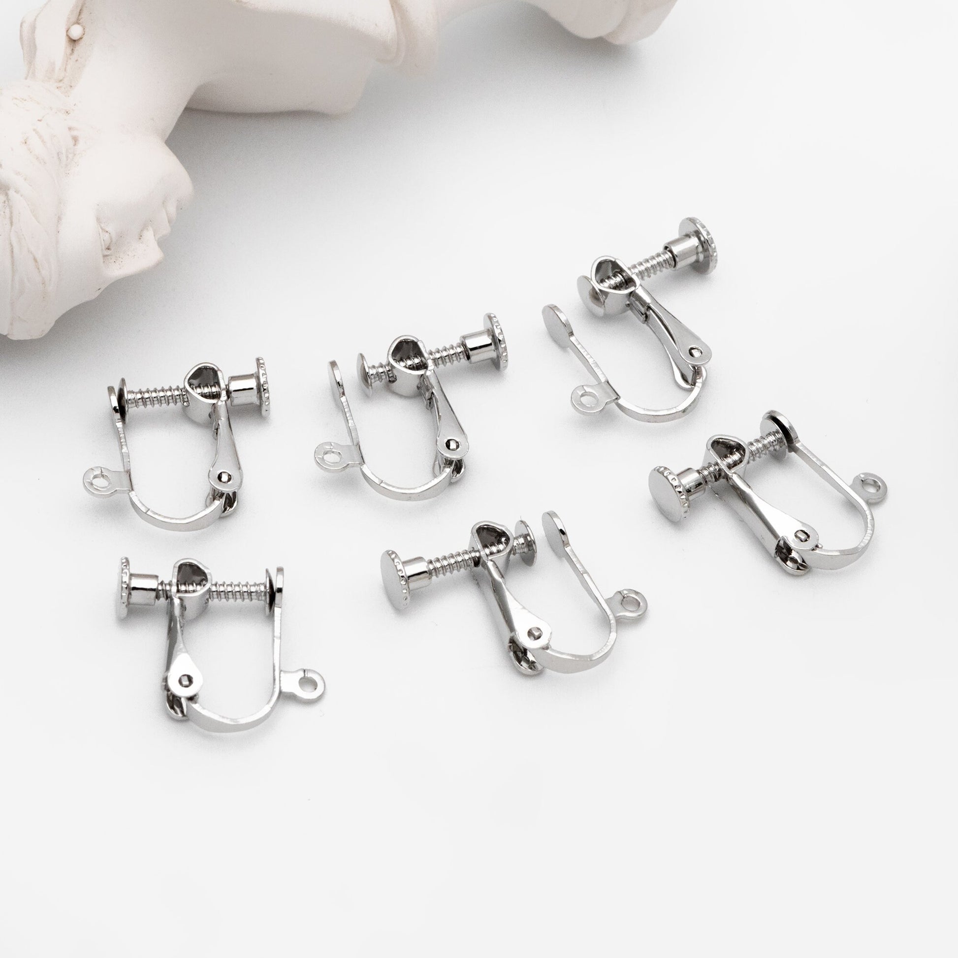 10pcs Gold/ Silver Clip-on Ear Wire, Adjustable with Hinged Screwback, Gold/ Rhodium plated Brass Earwire Earring Clips (GB-251)