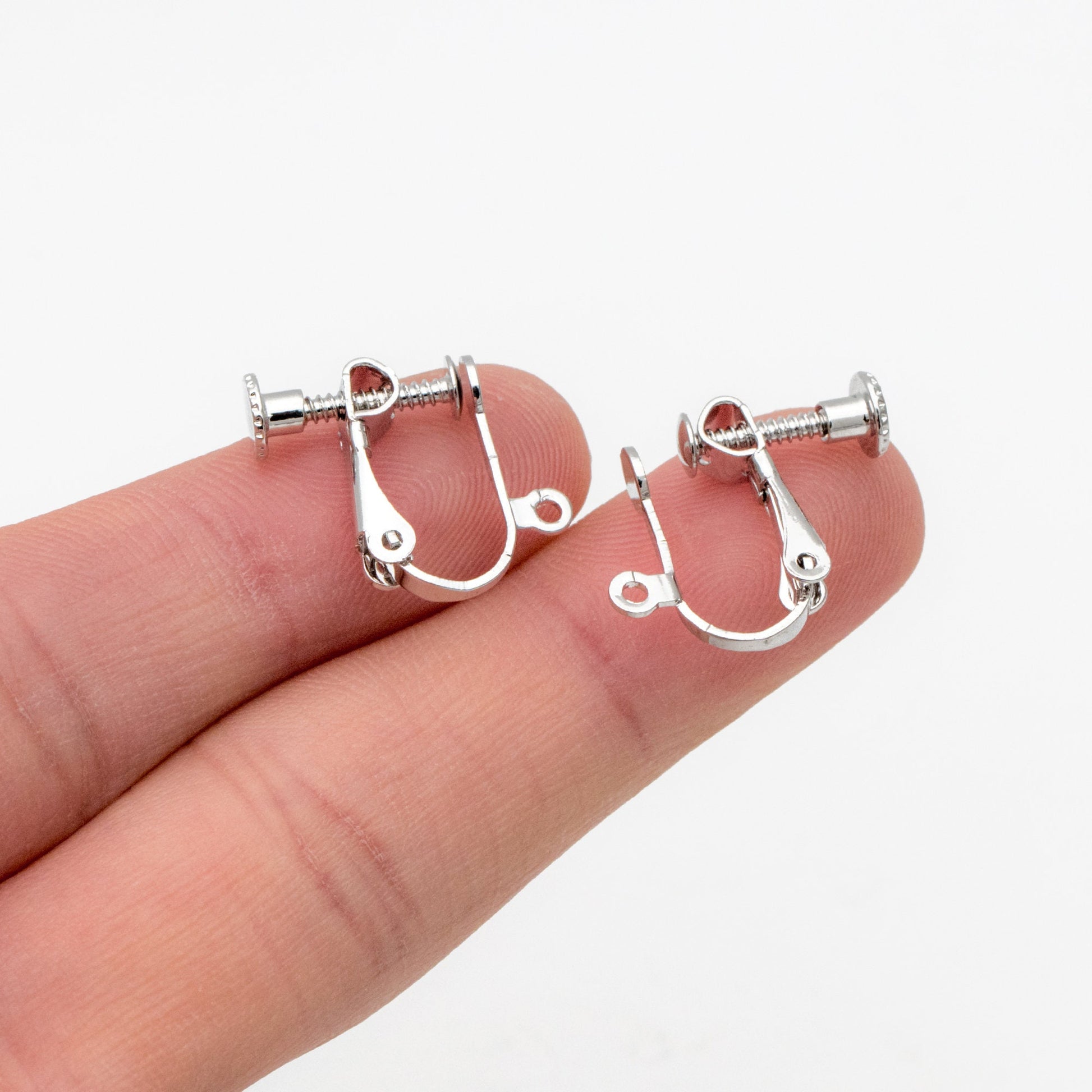 10pcs Gold/ Silver Clip-on Ear Wire, Adjustable with Hinged Screwback, Gold/ Rhodium plated Brass Earwire Earring Clips (GB-251)