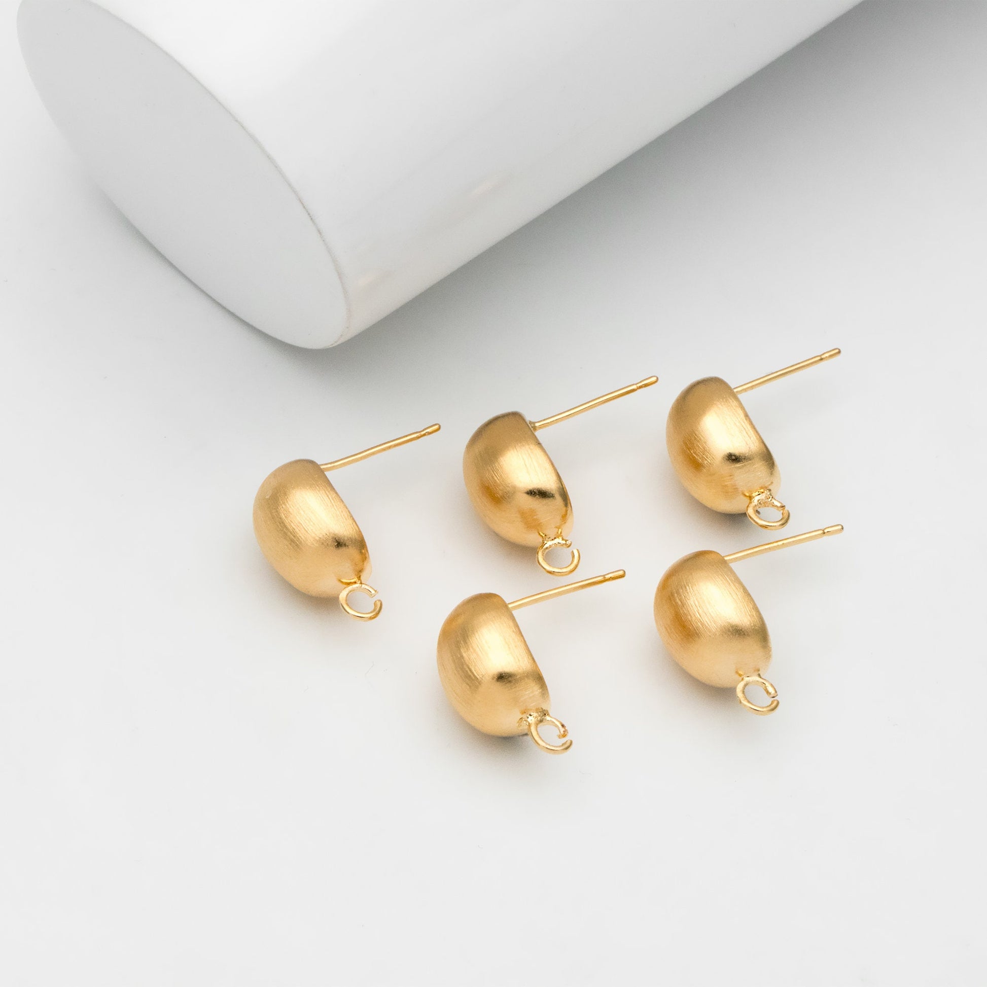 10pcs Gold Brushed Oval Ear Posts, Oval Stud Earrings, Jewelry Making, Diy Material, Jewelry Supplies (GB-3506)