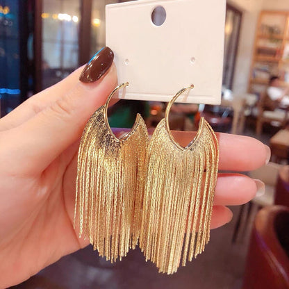 4pcs Chain Tassel Earrings, Long Tassel Stud Earring, Gold Dangling Earrings, Minimalist Earrings (GB-3338)