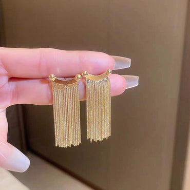 4pcs Chain Tassel Earrings, Long Tassel Stud Earring, Gold Dangling Earrings, Minimalist Earrings (GB-3355)